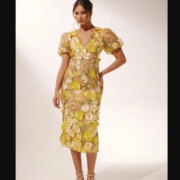 NWT Sunfere Sally V-neck Floral Midi Dress XL - Picture 1 of 8